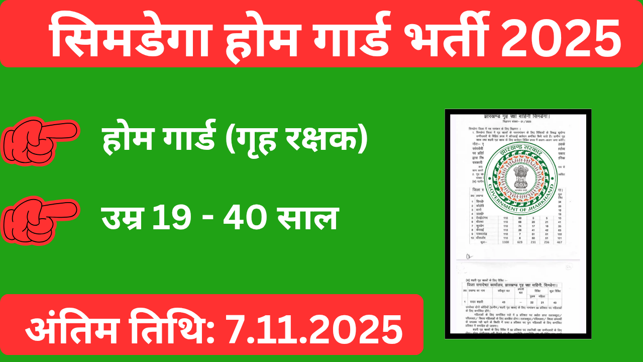 Simdega Home Guard Vacancy 2025